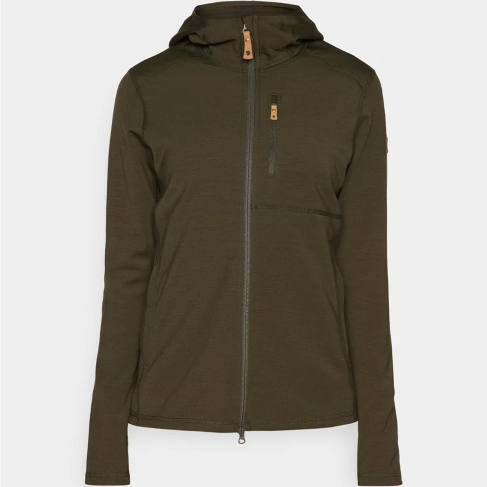 FJALLRAVEN Women's Keb Fleece Hoodie Lightweight Jacket Front Zip Olive Green - Picture 4 of 16